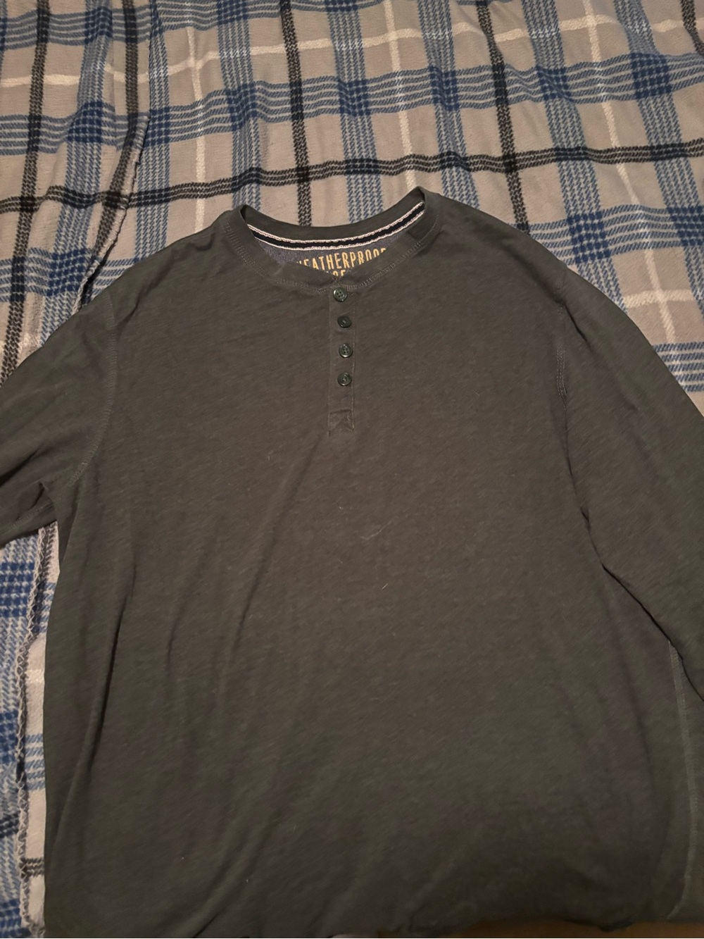 Vintage Olive Green Henley Long Sleeve Shirt by Vintage